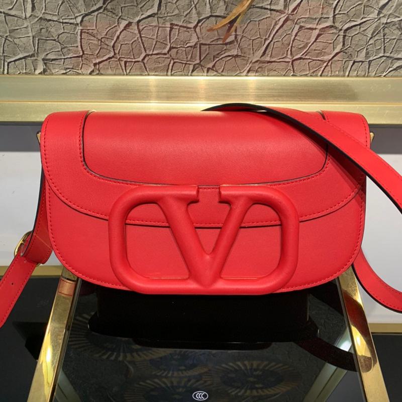 Valentino Shoulder Tote Bags VA1011 plain leather buckle red